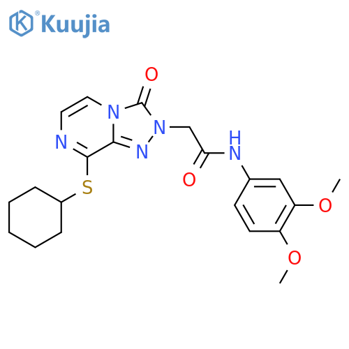 2-8-(cyclohexylsulfanyl)-3-oxo-2H,3H-1,2,4triazolo4,3-apyrazin-2-yl-N-(3,4-dimethoxyphenyl)acetamide structure
