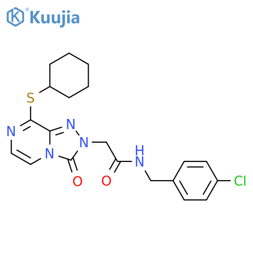 N-(4-chlorophenyl)methyl-2-8-(cyclohexylsulfanyl)-3-oxo-2H,3H-1,2,4triazolo4,3-apyrazin-2-ylacetamide structure
