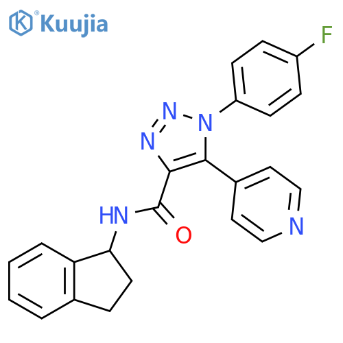 N-(2,3-dihydro-1H-inden-1-yl)-1-(4-fluorophenyl)-5-(pyridin-4-yl)-1H-1,2,3-triazole-4-carboxamide structure