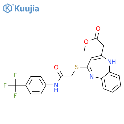 methyl 2-{4-({4-(trifluoromethyl)phenylcarbamoyl}methyl)sulfanyl-1H-1,5-benzodiazepin-2-yl}acetate structure