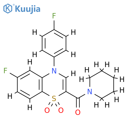 6-fluoro-4-(4-fluorophenyl)-2-(piperidine-1-carbonyl)-4H-1lambda6,4-benzothiazine-1,1-dione structure