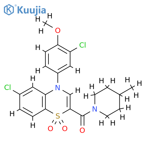 6-chloro-4-(3-chloro-4-methoxyphenyl)-2-(4-methylpiperidine-1-carbonyl)-4H-1lambda6,4-benzothiazine-1,1-dione structure