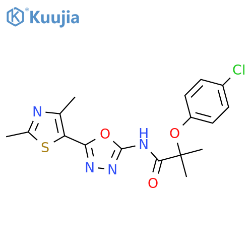 2-(4-chlorophenoxy)-N-5-(2,4-dimethyl-1,3-thiazol-5-yl)-1,3,4-oxadiazol-2-yl-2-methylpropanamide structure