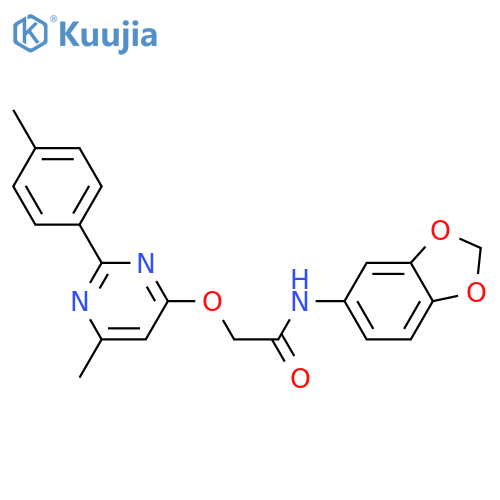 N-(2H-1,3-benzodioxol-5-yl)-2-{[6-methyl-2-(4-methylphenyl)pyrimidin-4-yl]oxy}acetamide structure