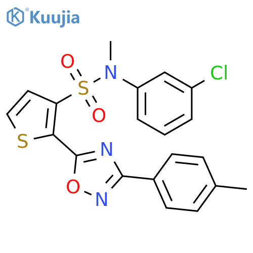 N-(3-chlorophenyl)-N-methyl-2-[3-(4-methylphenyl)-1,2,4-oxadiazol-5-yl]thiophene-3-sulfonamide structure