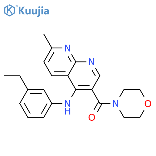 N-(3-ethylphenyl)-7-methyl-3-(morpholine-4-carbonyl)-1,8-naphthyridin-4-amine structure