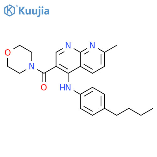 N-(4-butylphenyl)-7-methyl-3-(morpholine-4-carbonyl)-1,8-naphthyridin-4-amine structure