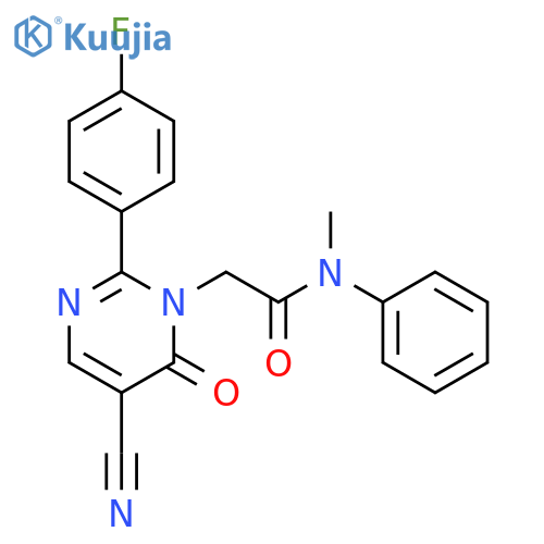 2-[5-cyano-2-(4-fluorophenyl)-6-oxo-1,6-dihydropyrimidin-1-yl]-N-methyl-N-phenylacetamide structure