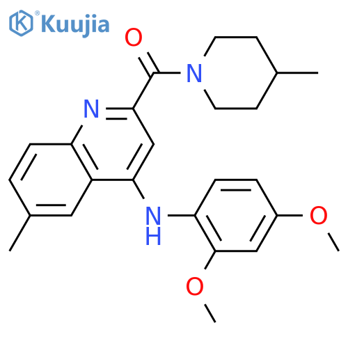N-(2,4-dimethoxyphenyl)-6-methyl-2-(4-methylpiperidine-1-carbonyl)quinolin-4-amine structure