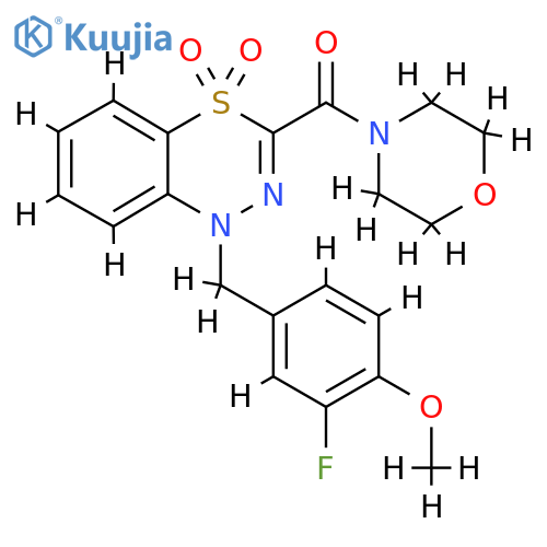 1-(3-fluoro-4-methoxyphenyl)methyl-3-(morpholine-4-carbonyl)-1H-4lambda6,1,2-benzothiadiazine-4,4-dione structure