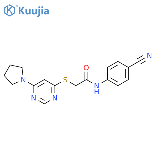 N-(4-cyanophenyl)-2-{[6-(pyrrolidin-1-yl)pyrimidin-4-yl]sulfanyl}acetamide structure