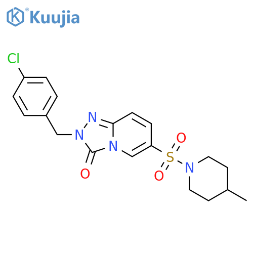 2-(4-chlorophenyl)methyl-6-(4-methylpiperidin-1-yl)sulfonyl-2H,3H-1,2,4triazolo4,3-apyridin-3-one structure