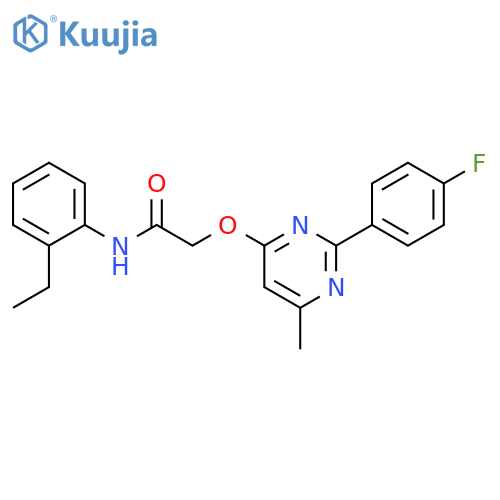 N-(2-ethylphenyl)-2-{[2-(4-fluorophenyl)-6-methylpyrimidin-4-yl]oxy}acetamide structure