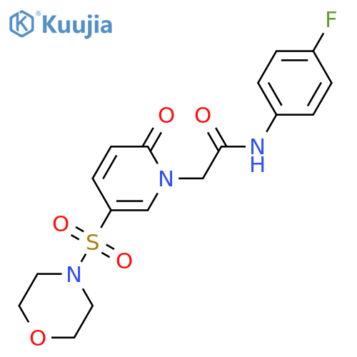 N-(4-fluorophenyl)-2-5-(morpholine-4-sulfonyl)-2-oxo-1,2-dihydropyridin-1-ylacetamide structure