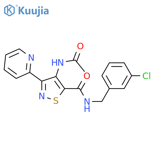 N-[(3-chlorophenyl)methyl]-4-acetamido-3-(pyridin-2-yl)-1,2-thiazole-5-carboxamide structure