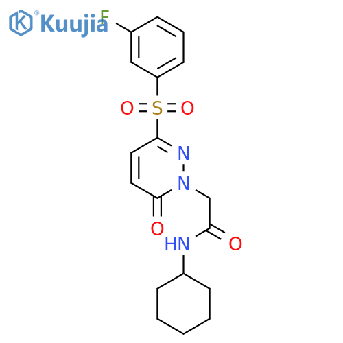 N-cyclohexyl-2-3-(3-fluorobenzenesulfonyl)-6-oxo-1,6-dihydropyridazin-1-ylacetamide structure