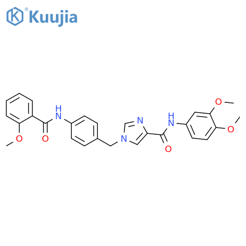 N-(3,4-dimethoxyphenyl)-1-{4-(2-methoxybenzamido)phenylmethyl}-1H-imidazole-4-carboxamide structure