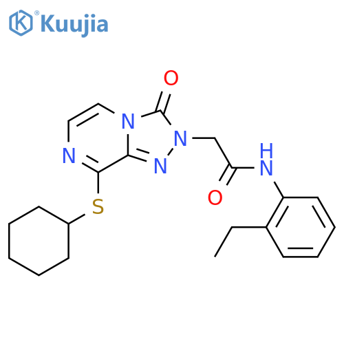2-8-(cyclohexylsulfanyl)-3-oxo-2H,3H-1,2,4triazolo4,3-apyrazin-2-yl-N-(2-ethylphenyl)acetamide structure