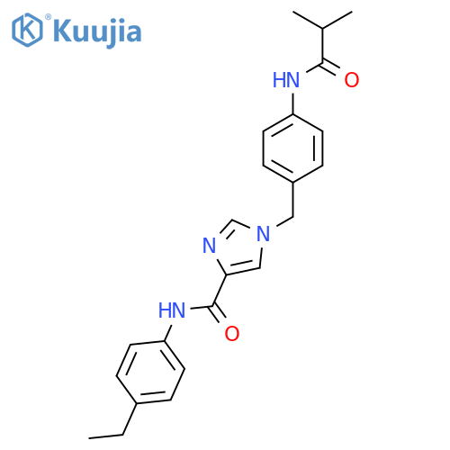N-(4-ethylphenyl)-1-{4-(2-methylpropanamido)phenylmethyl}-1H-imidazole-4-carboxamide structure