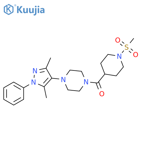 1-(3,5-dimethyl-1-phenyl-1H-pyrazol-4-yl)-4-(1-methanesulfonylpiperidine-4-carbonyl)piperazine structure