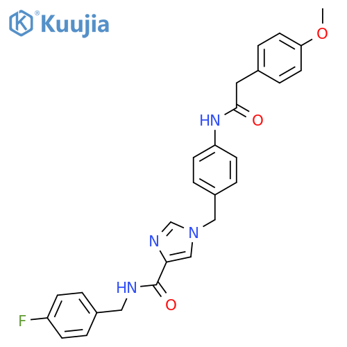 N-(4-fluorophenyl)methyl-1-({4-2-(4-methoxyphenyl)acetamidophenyl}methyl)-1H-imidazole-4-carboxamide structure
