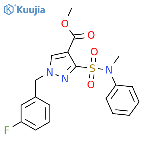 methyl 1-[(3-fluorophenyl)methyl]-3-[methyl(phenyl)sulfamoyl]-1H-pyrazole-4-carboxylate structure