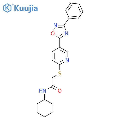 N-cyclohexyl-2-{5-(3-phenyl-1,2,4-oxadiazol-5-yl)pyridin-2-ylsulfanyl}acetamide structure