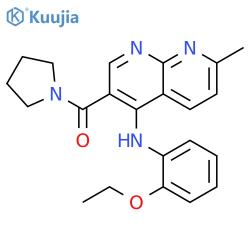N-(2-ethoxyphenyl)-7-methyl-3-(pyrrolidine-1-carbonyl)-1,8-naphthyridin-4-amine structure