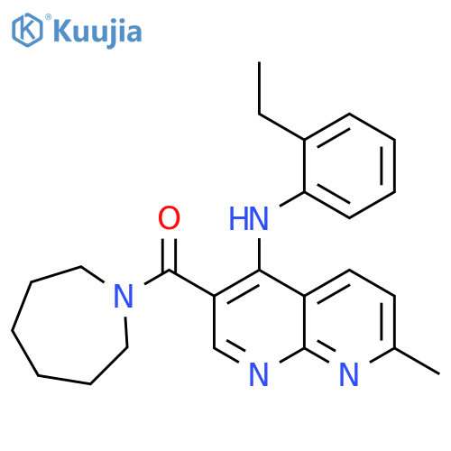 3-(azepane-1-carbonyl)-N-(2-ethylphenyl)-7-methyl-1,8-naphthyridin-4-amine structure