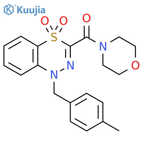 (1-(4-methylbenzyl)-4,4-dioxido-1H-benzo[e][1,3,4]thiadiazin-3-yl)(morpholino)methanone structure