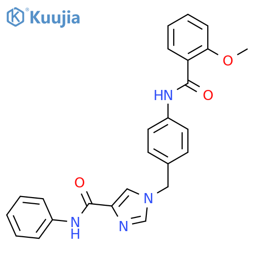1-{4-(2-methoxybenzamido)phenylmethyl}-N-phenyl-1H-imidazole-4-carboxamide structure