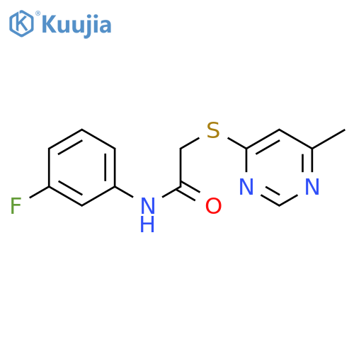 N-(3-fluorophenyl)-2-(6-methylpyrimidin-4-yl)sulfanylacetamide structure