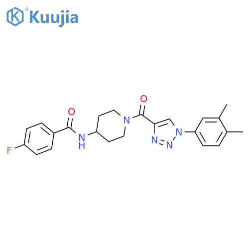 N-{1-1-(3,4-dimethylphenyl)-1H-1,2,3-triazole-4-carbonylpiperidin-4-yl}-4-fluorobenzamide structure