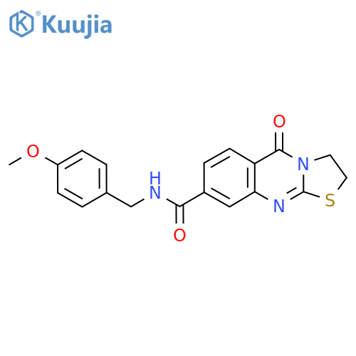 N-(4-methoxyphenyl)methyl-5-oxo-2H,3H,5H-1,3thiazolo2,3-bquinazoline-8-carboxamide structure