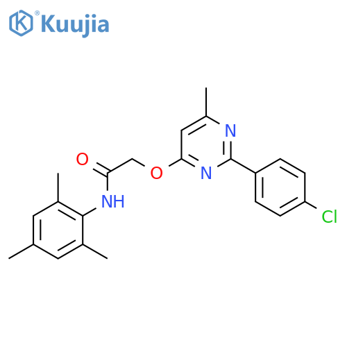 2-{[2-(4-chlorophenyl)-6-methylpyrimidin-4-yl]oxy}-N-(2,4,6-trimethylphenyl)acetamide structure