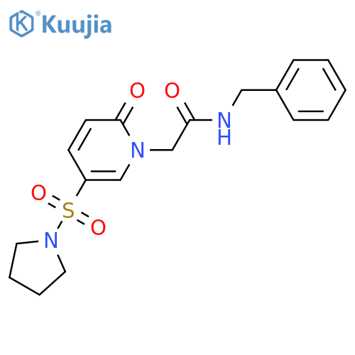 N-benzyl-2-2-oxo-5-(pyrrolidine-1-sulfonyl)-1,2-dihydropyridin-1-ylacetamide structure