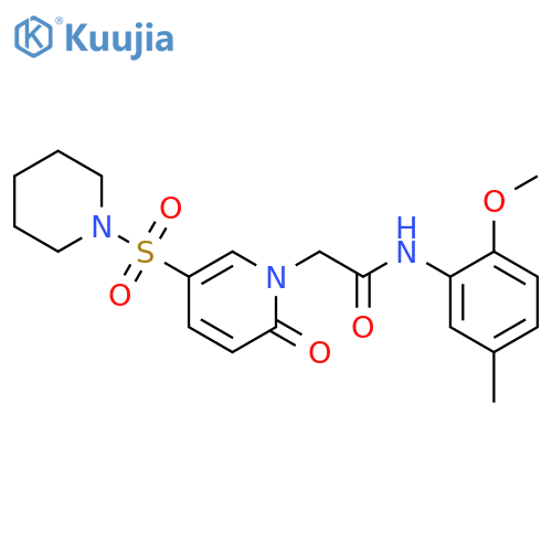 N-(2-methoxy-5-methylphenyl)-2-2-oxo-5-(piperidine-1-sulfonyl)-1,2-dihydropyridin-1-ylacetamide structure