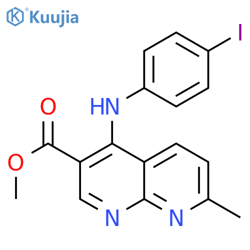 methyl 4-[(4-iodophenyl)amino]-7-methyl-1,8-naphthyridine-3-carboxylate structure