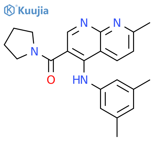 N-(3,5-dimethylphenyl)-7-methyl-3-(pyrrolidine-1-carbonyl)-1,8-naphthyridin-4-amine structure
