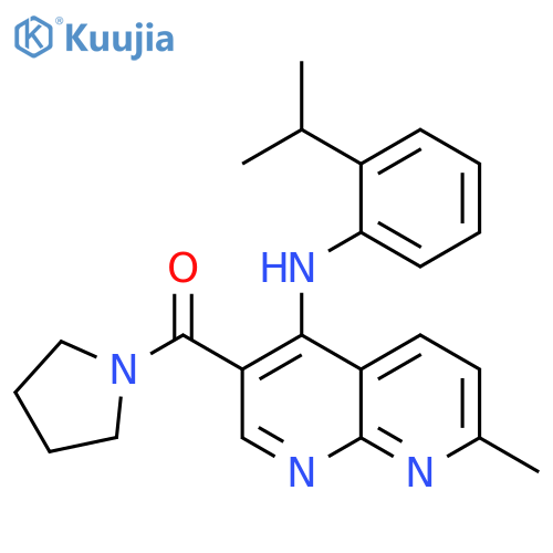 7-methyl-N-[2-(propan-2-yl)phenyl]-3-(pyrrolidine-1-carbonyl)-1,8-naphthyridin-4-amine structure