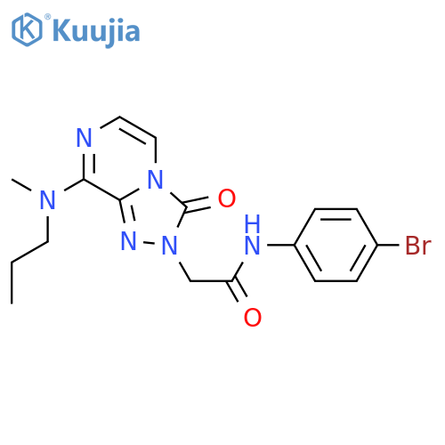 N-(4-bromophenyl)-2-{8-methyl(propyl)amino-3-oxo-2H,3H-1,2,4triazolo4,3-apyrazin-2-yl}acetamide structure