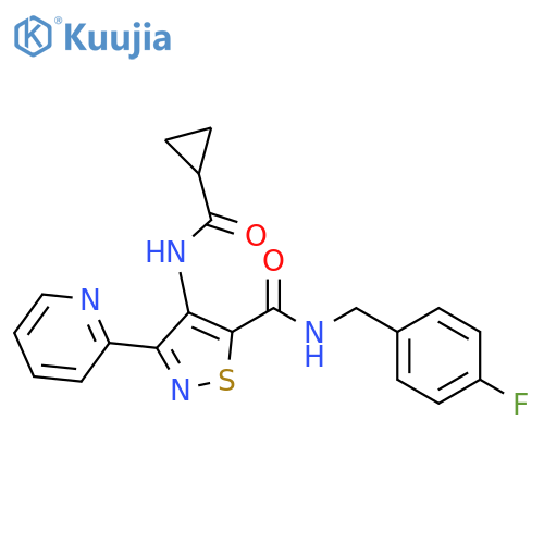 4-[(Cyclopropylcarbonyl)amino]-N-[(4-fluorophenyl)methyl]-3-(2-pyridinyl)-5-isothiazolecarboxamide structure