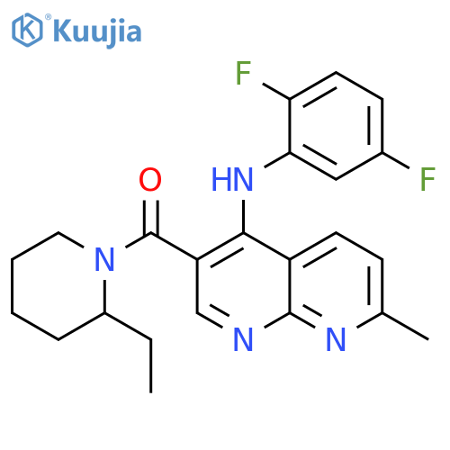 N-(2,5-difluorophenyl)-3-(2-ethylpiperidine-1-carbonyl)-7-methyl-1,8-naphthyridin-4-amine structure