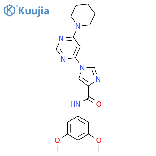 N-(3,5-dimethoxyphenyl)-1-6-(piperidin-1-yl)pyrimidin-4-yl-1H-imidazole-4-carboxamide structure
