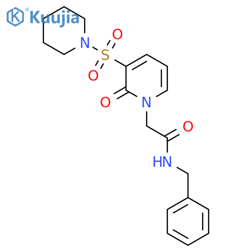 N-benzyl-2-2-oxo-3-(piperidine-1-sulfonyl)-1,2-dihydropyridin-1-ylacetamide structure