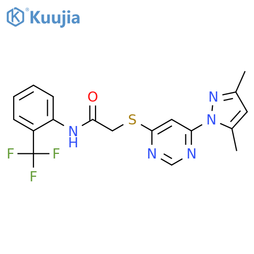 2-{[6-(3,5-dimethyl-1H-pyrazol-1-yl)pyrimidin-4-yl]sulfanyl}-N-[2-(trifluoromethyl)phenyl]acetamide structure