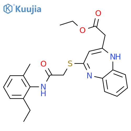 ethyl 2-4-({(2-ethyl-6-methylphenyl)carbamoylmethyl}sulfanyl)-1H-1,5-benzodiazepin-2-ylacetate structure