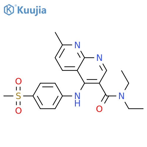 N,N-diethyl-4-[(4-methanesulfonylphenyl)amino]-7-methyl-1,8-naphthyridine-3-carboxamide structure