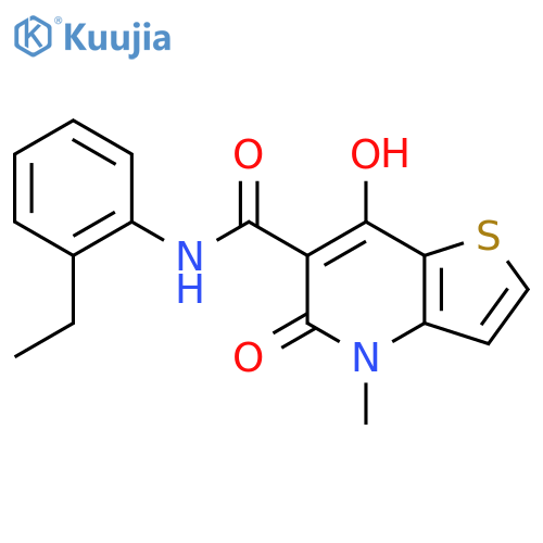 N-(2-ethylphenyl)-7-hydroxy-4-methyl-5-oxo-4H,5H-thieno3,2-bpyridine-6-carboxamide structure