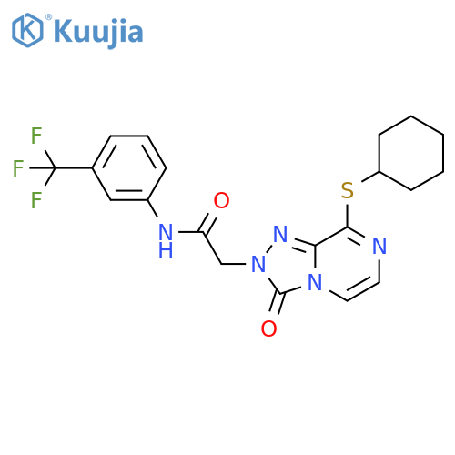2-8-(cyclohexylsulfanyl)-3-oxo-2H,3H-1,2,4triazolo4,3-apyrazin-2-yl-N-3-(trifluoromethyl)phenylacetamide structure